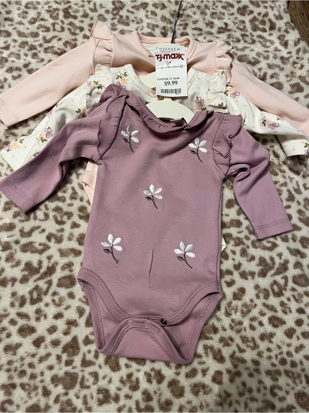 chick pea Mauve Floral Long-Sleeve Baby Bodysuit